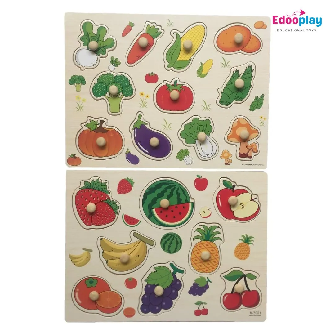 Wooden Vegetable Matching Puzzle Board – Educational Toy for Toddlers